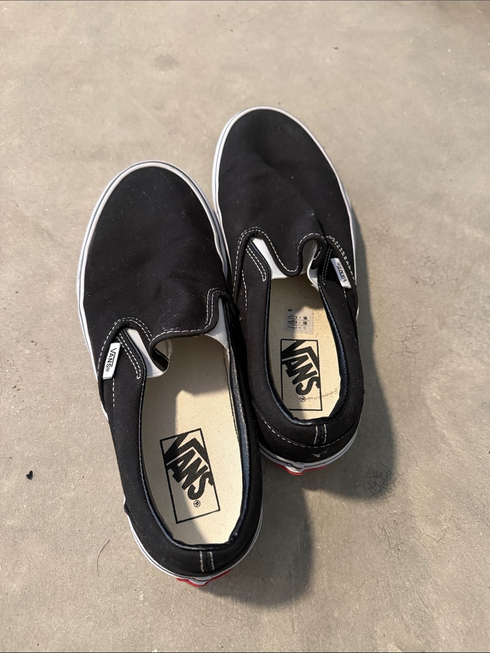 Vans Black Canvas Slip-On Loafers with White Sole - Picture 3 of 3